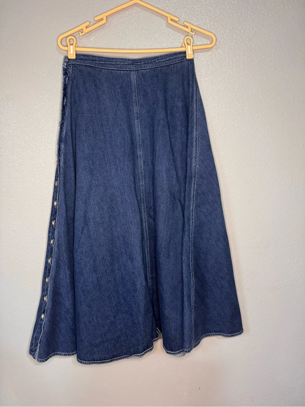 JGHOOk Vintage Dark Blue Denim Maxi Skirt